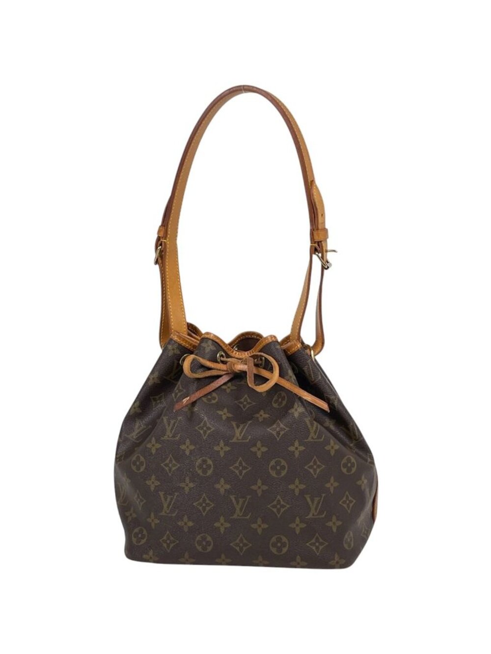 Louis Vuitton Petit Noe Shoulder Bag Drawstring Monogram Brown
